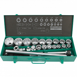 GARWIN PRO 643560-12 Набор торцевых головок дюймовых 3/4" 12 гр., 3/4"- 2", 23 пр.