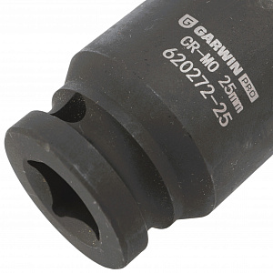 GARWIN PRO 620272-25 Головка, 1/2", 25 мм, торцевая, 6-гранная, ударная, глубокая