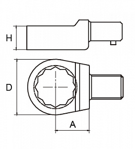 GARWIN INDUSTRIAL 505580-14-9 Насадка для динамометрического ключа накидная 14 мм с посадочным квадратом 9*12