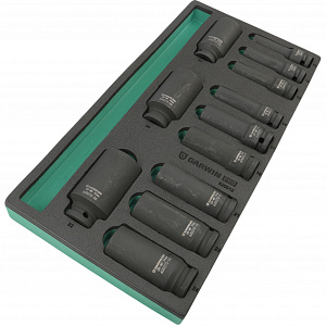 GARWIN PRO 620012 Набор ударных головок глубоких 1/2" 10 - 32 мм 12 пр в ложементе EVA