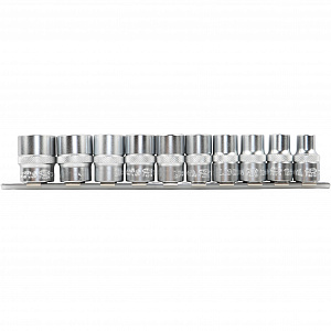 Licota TBS-22005 Набор торцевых головок 1/2" 12-ти гранных, 10 пр. на линейке, 10-24 мм