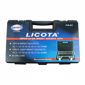 Licota PIS-K3 Набор ударных головок 1/2" 20 пр., 10-19 мм, стандартные, глубокие