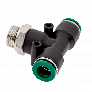GARWIN PRO 808520-T-10-10-38 Фитинг цанговый Т-тройник М3/8" 10 мм, с уплотнением, пластм. корпус